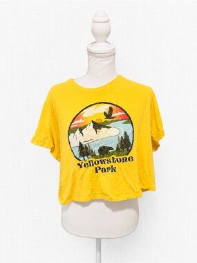 Yellow Yellowstone Park Graphic Crop Top - Women